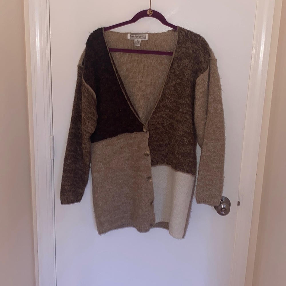 Vintage Stone Canyon Neutral Patchwork Cardigan Sweater
